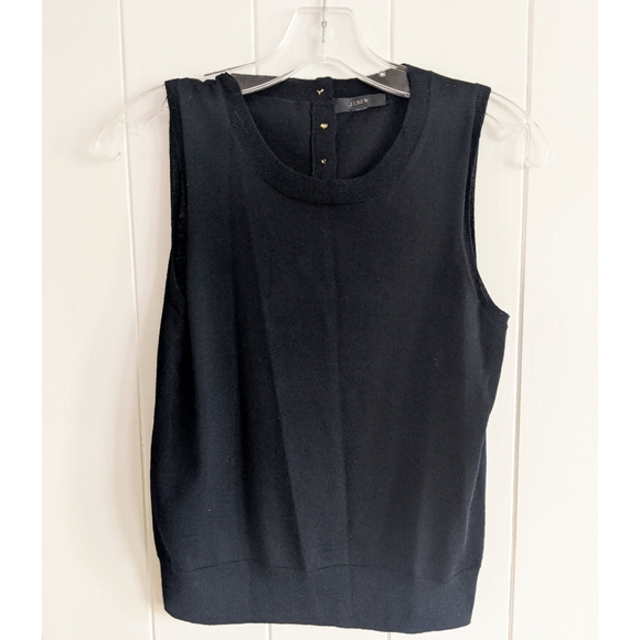 J. Crew Tops - J. Crew XS black wool shell crew top with buttons